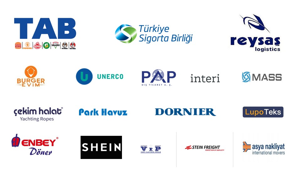 Nisan OSGB Referanslar - TAB, Türkiye Sigorta Birliği, Reysas Logistics, Burger Evim, UNERCO, PAP, interi, MASS, Çekim Halat, Park Havuz, DORNIER, LupoTeks, Enbey Döner, SHEIN, VIP, Stein Freight, Asya Nakliyat